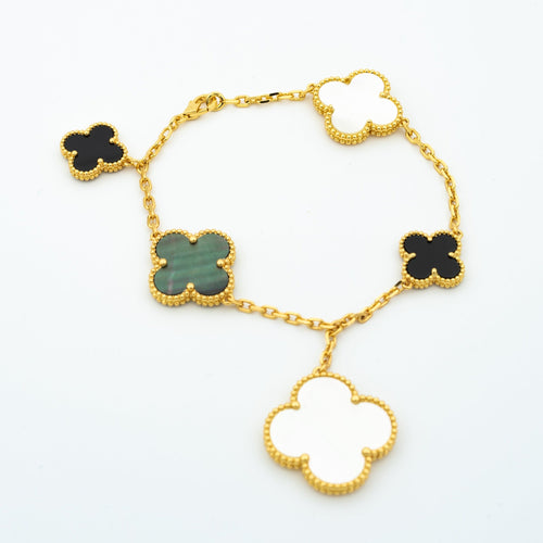 [Aurelle Style]CLOVER BRACELET 5 MOTIFS ONYX MOP