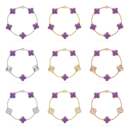 [Aurelle Style] CLOVER 5 MOTIF VIOLET BRACELET COLLECTION