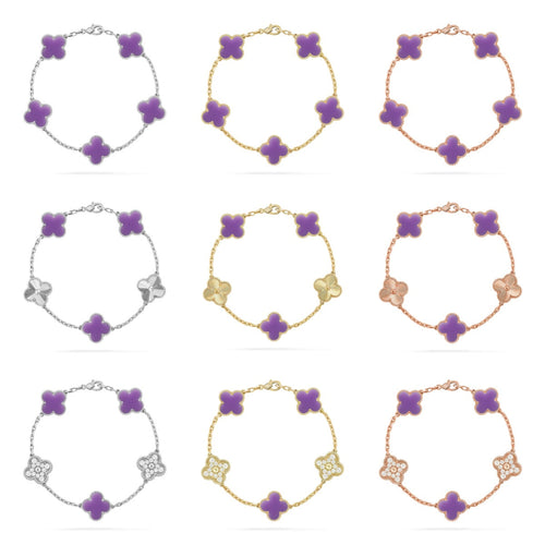 [Aurelle Style] CLOVER 5 MOTIF VIOLET BRACELET COLLECTION