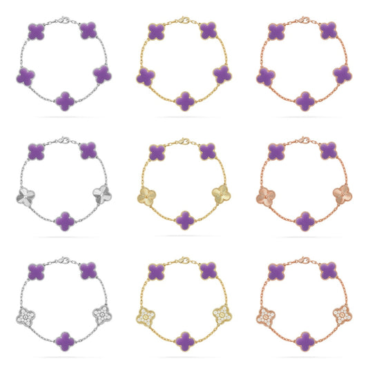 [Aurelle Style] CLOVER 5 MOTIF VIOLET BRACELET COLLECTION