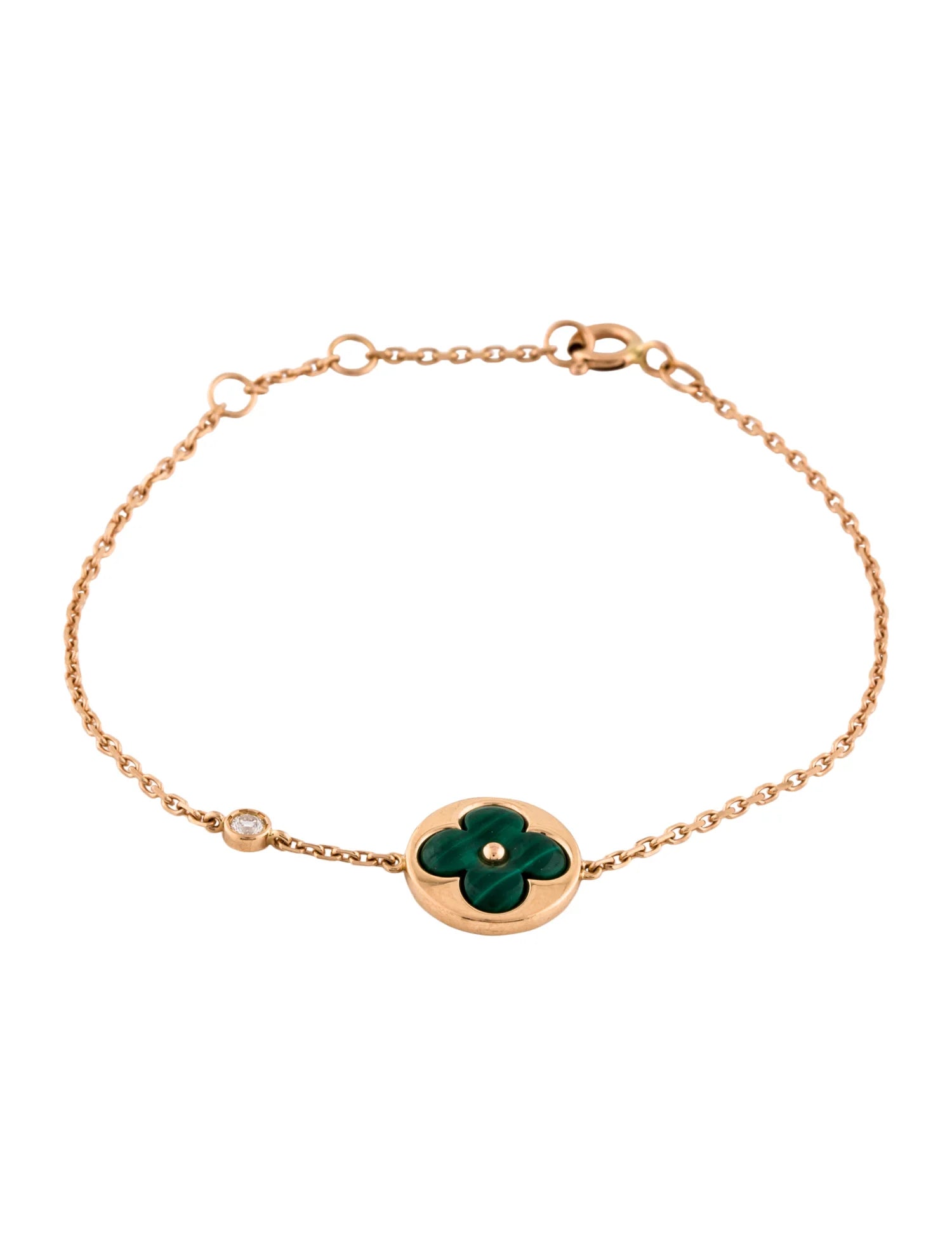 [Aurelle Style]SUN MALACHITE 1 DIAMOND PINK GOLD BRACELET