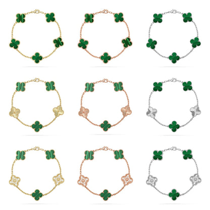 [Aurelle Style] CLOVER 5 MOTIF MALACHITE BRACELET COLLECTION