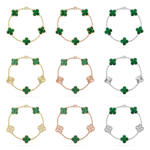 [Aurelle Style] CLOVER 5 MOTIF MALACHITE BRACELET COLLECTION