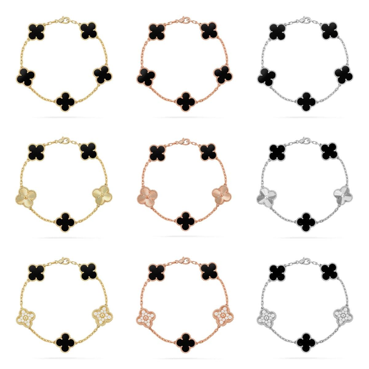 [Aurelle Style] CLOVER 5 MOTIF ONYXS BRACELET COLLECTION