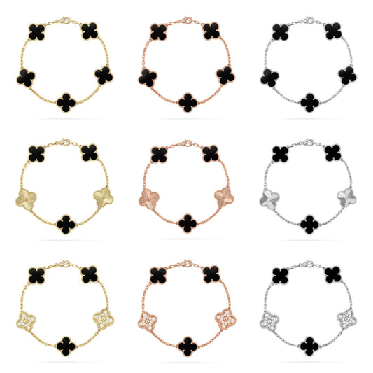 [Aurelle Style] CLOVER 5 MOTIF ONYXS BRACELET COLLECTION