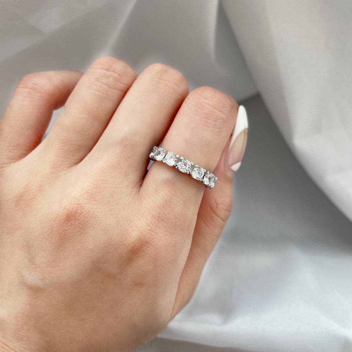 [Aurelle Style]Eternity Round Cut Tennis Ring
