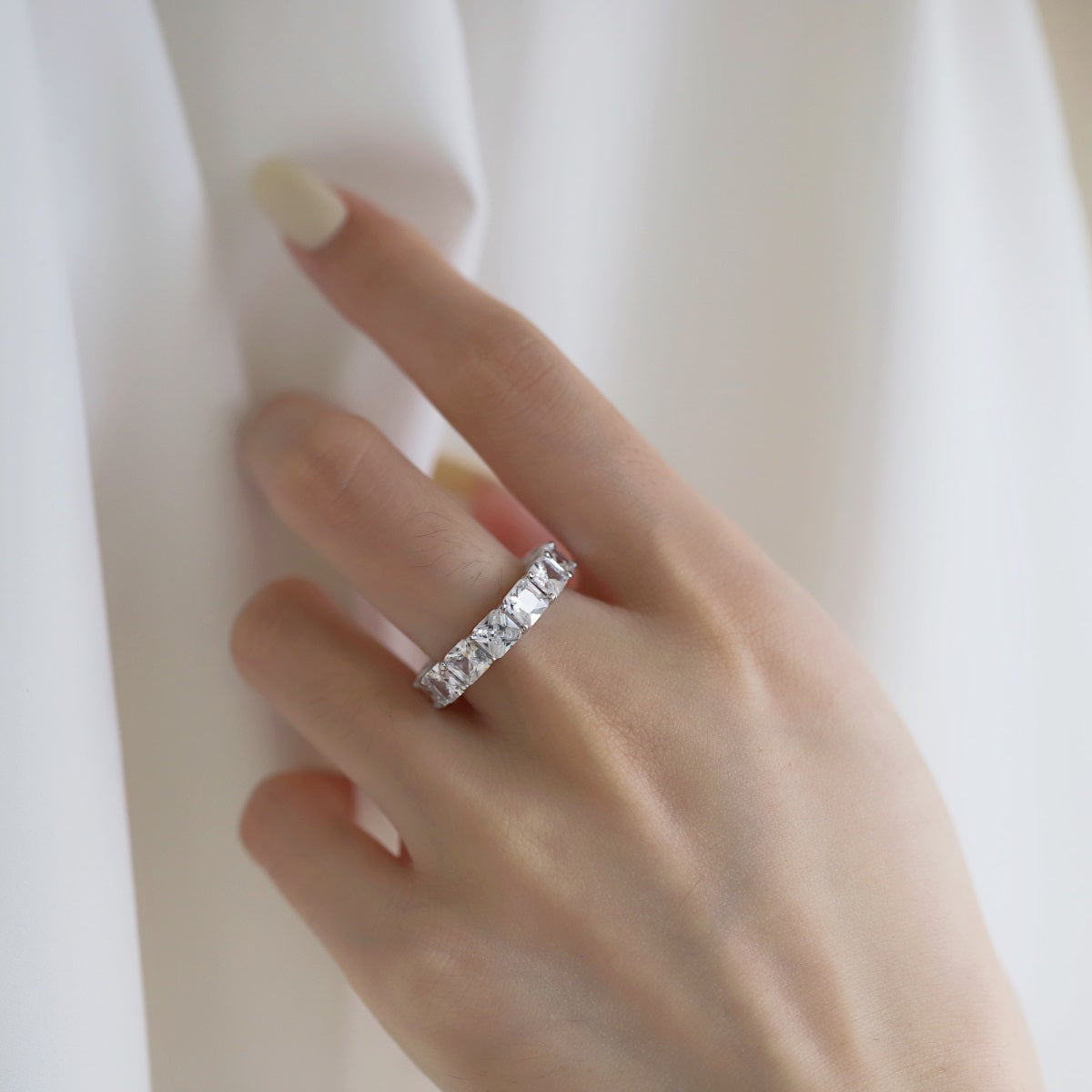 [Aurelle Style]Elegant Princess Cut Tennis Ring