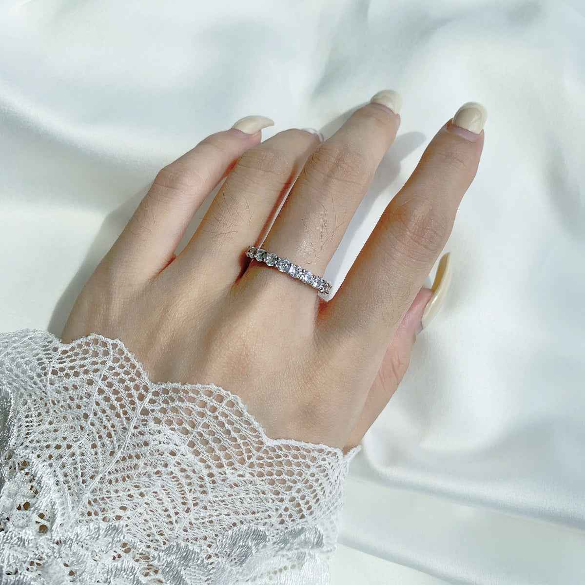 [Aurelle Style]Sparkling Round Cut Tennis Ring
