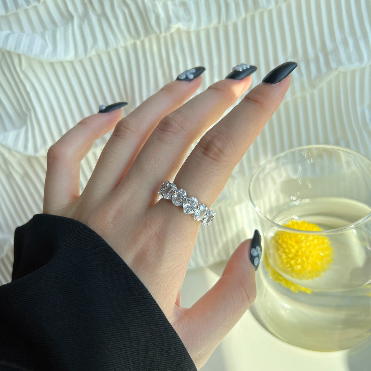 [Aurelle Style]Dainty Elongated Cushion Cut Tennis Ring