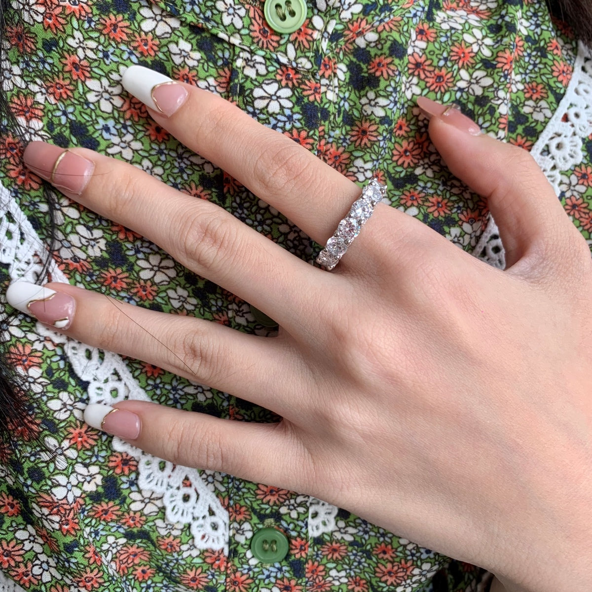 [Aurelle Style]Gorgeous Round Cut Tennis Ring