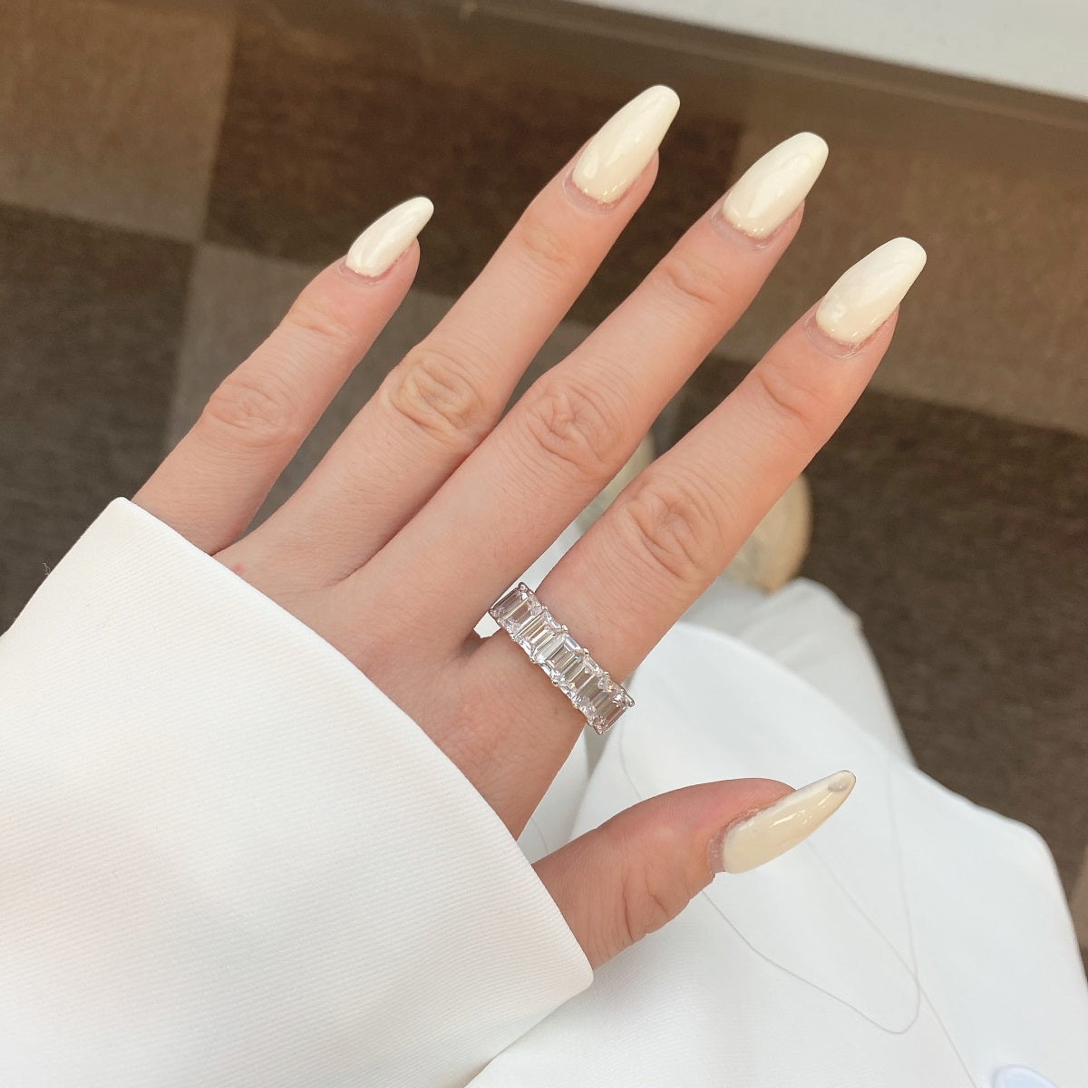 [Aurelle Style]0.75 Carat Elegant Emerald Cut Tennis Ring