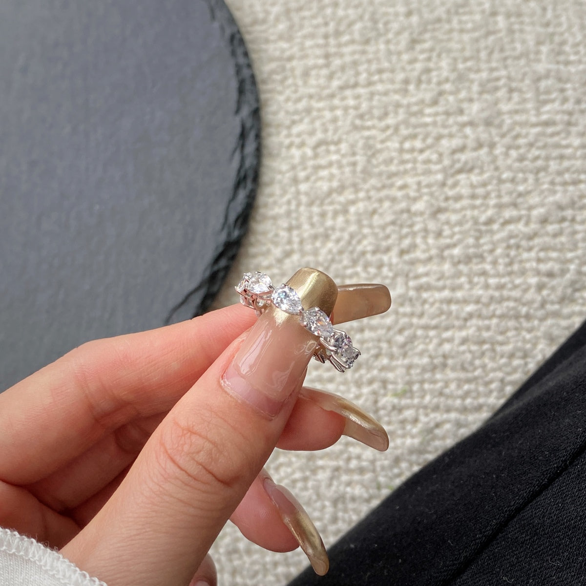 [Aurelle Style]Exquisite Pear Cut Tennis Ring