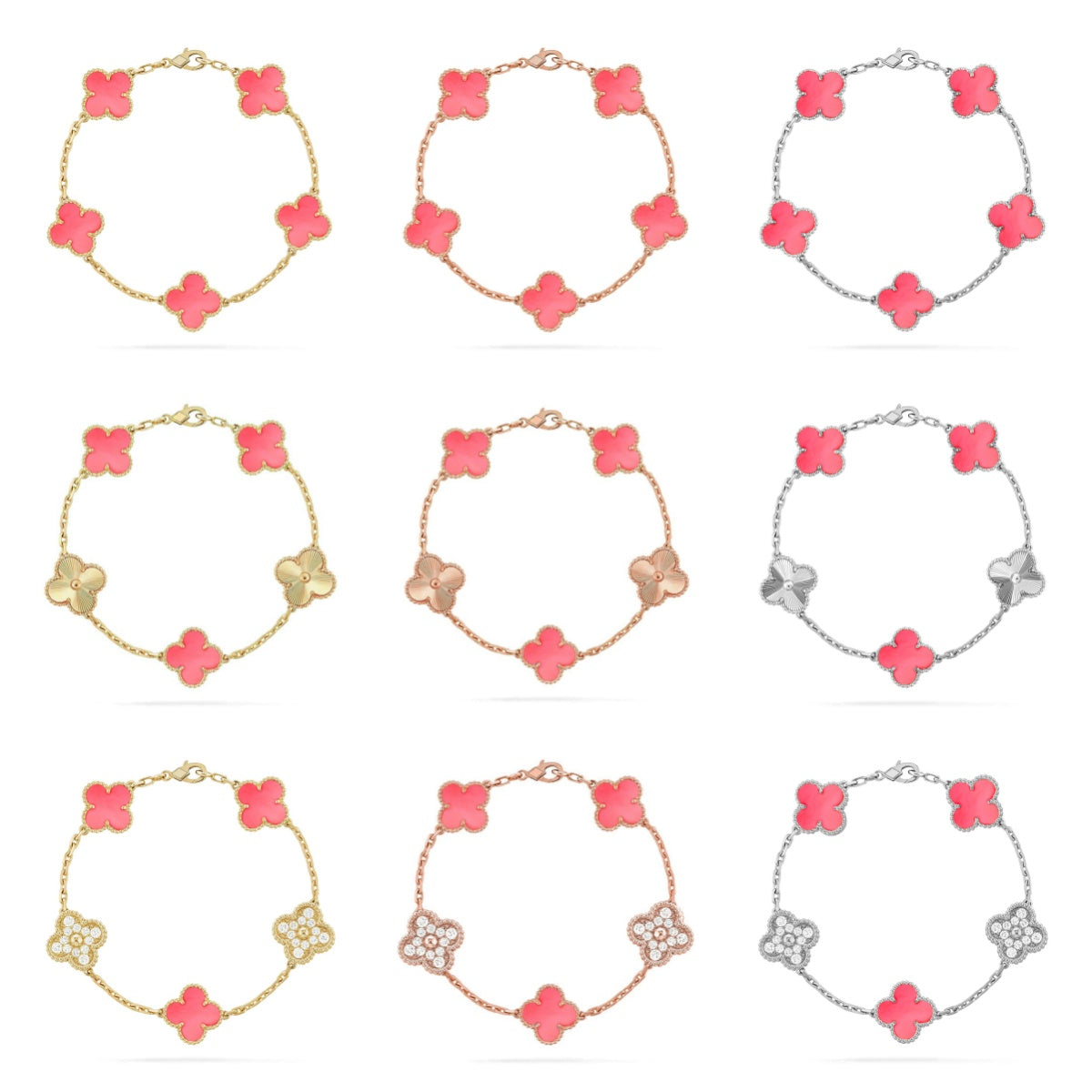 [Aurelle Style] CLOVER 5 MOTIFS  PINK MOP BRACELET COLLECTION