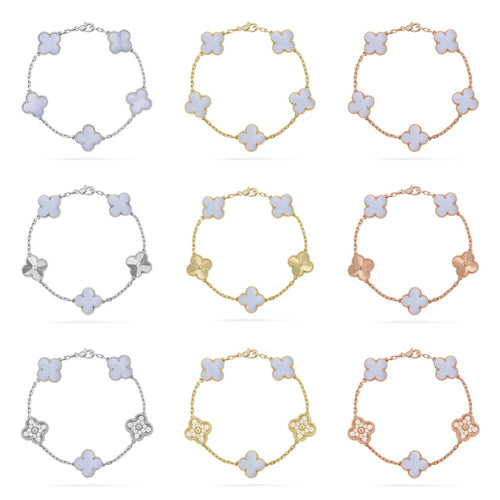 [Aurelle Style] CLOVER 5 MOTIF PURPLE CHALCEDONY BRACELET COLLECTION