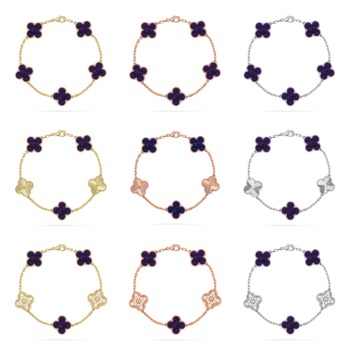 [Aurelle Style]CLOVER 5 MOTIF PURPLE STRIPES BRACELET COLLECTION