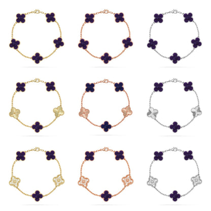 [Aurelle Style]CLOVER 5 MOTIF PURPLE STRIPES BRACELET COLLECTION