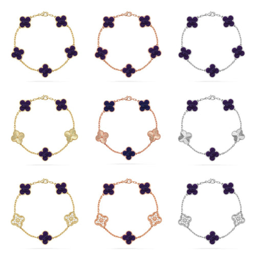[Aurelle Style]CLOVER 5 MOTIF PURPLE STRIPES BRACELET COLLECTION
