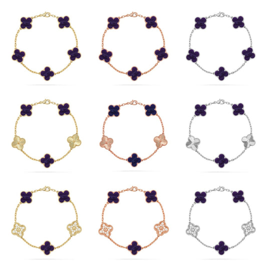 [Aurelle Style]CLOVER 5 MOTIF PURPLE STRIPES BRACELET COLLECTION