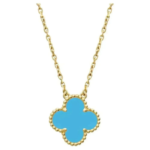 [Aurelle Style]CLOVER 15MM VINTAGE TURQUOISE NECKLACE