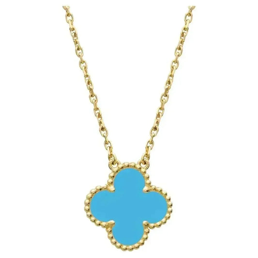 [Aurelle Style]CLOVER 15MM VINTAGE TURQUOISE NECKLACE