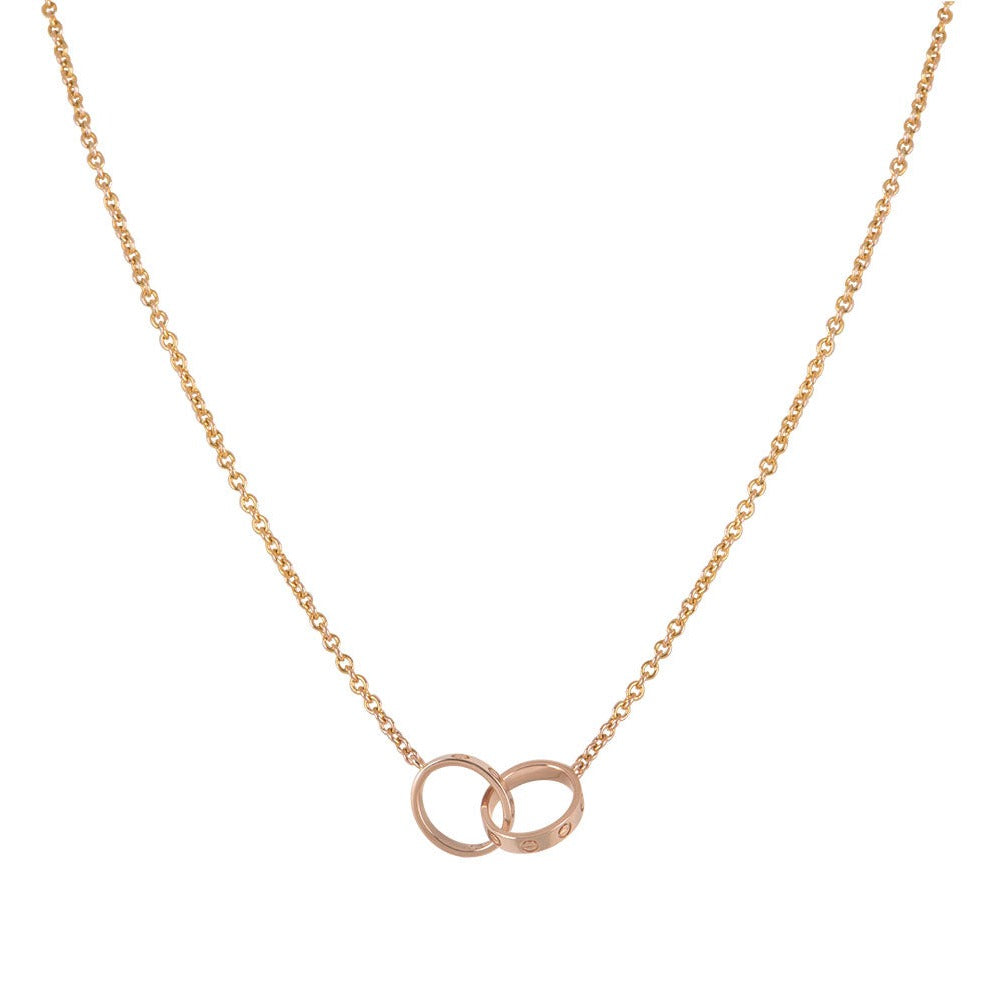 [Aurelle Style]LOVE NECKLACE DOUBLE RING PINK GOLD
