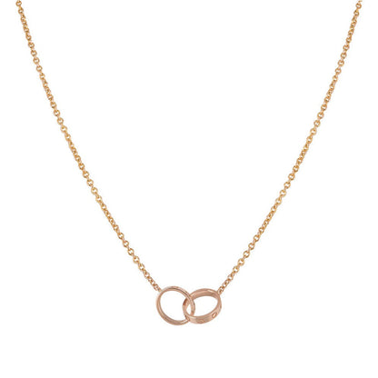 [Aurelle Style]LOVE NECKLACE DOUBLE RING PINK GOLD