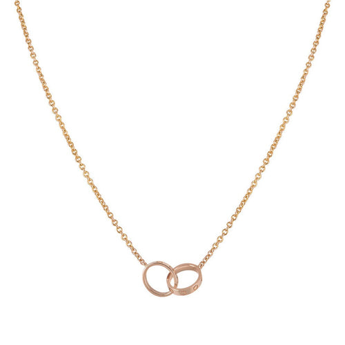 [Aurelle Style]LOVE NECKLACE DOUBLE RING PINK GOLD