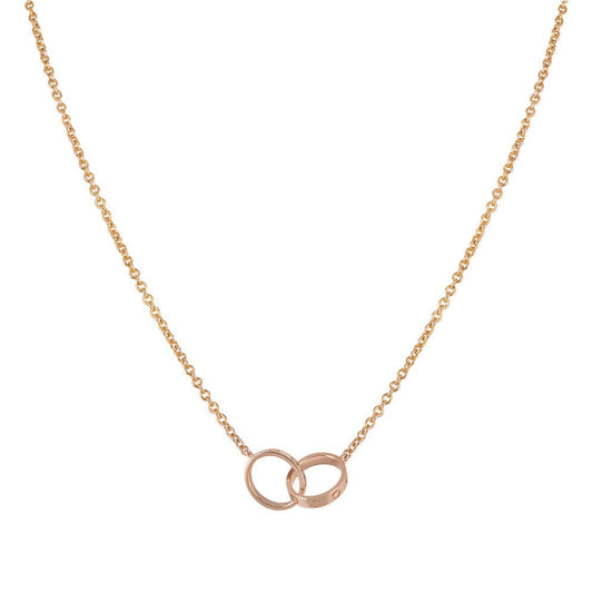 [Aurelle Style]LOVE NECKLACE DOUBLE RING PINK GOLD