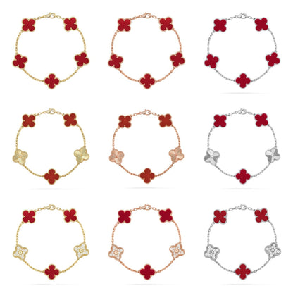[Aurelle Style] CLOVER 5 MOTIF RED CORNELIAN BRACELET COLLECTION
