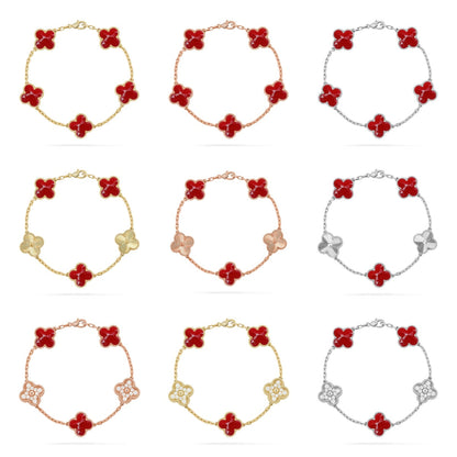 [Aurelle Style]CLOVER 5 MOTIF RED PATTERN BRACELET COLLECTION