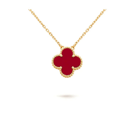 [Aurelle Style]CLOVER 15MM CARNELIAN SINGLE FLOWER NECKLACE