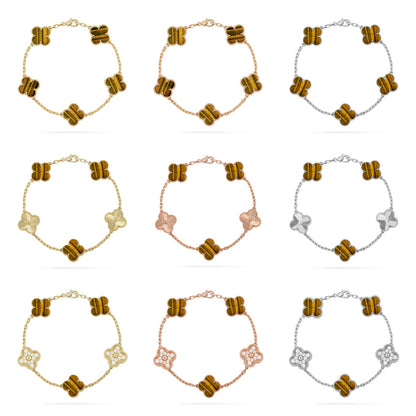 [Aurelle Style] CLOVER 5 MOTIFS TIGER EYE BRACELET COLLECTION