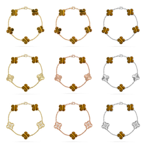 [Aurelle Style] CLOVER 5 MOTIFS TIGER EYE BRACELET COLLECTION