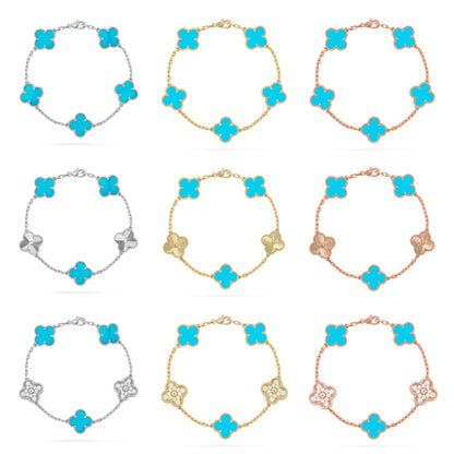 [Aurelle Style] CLOVER 5 MOTIF TURQUOISE BRACELET COLLECTION