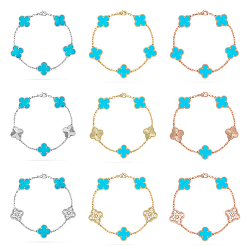 [Aurelle Style] CLOVER 5 MOTIF TURQUOISE BRACELET COLLECTION