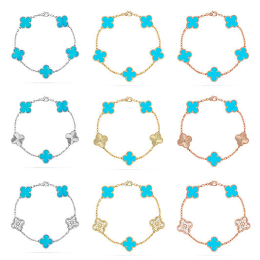 [Aurelle Style] CLOVER 5 MOTIF TURQUOISE BRACELET COLLECTION