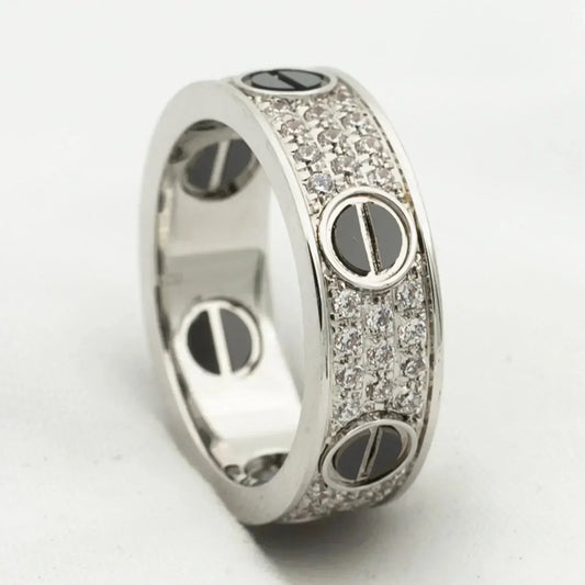 [Aurelle Style]LOVE RING 5.5MM DIAMONDS PAVED CERAMIC