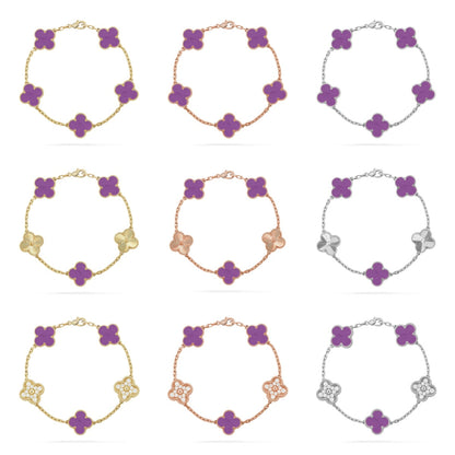 [Aurelle Style]CLOVER 5 MOTIF LIGHT PURPLE BRACELET COLLECTION