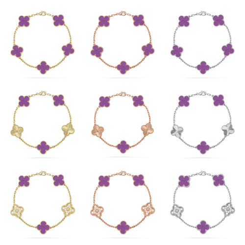[Aurelle Style]CLOVER 5 MOTIF LIGHT PURPLE BRACELET COLLECTION