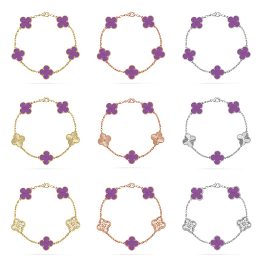 [Aurelle Style]CLOVER 5 MOTIF LIGHT PURPLE BRACELET COLLECTION