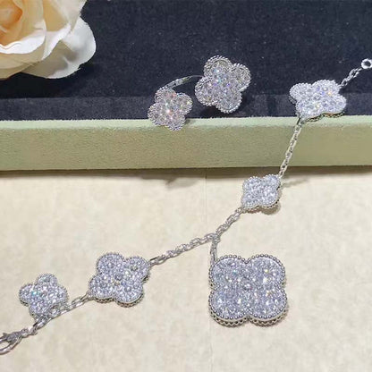 [Aurelle Style]CLOVER 6 MOTIFS SILVER DIAMOND BRACELET