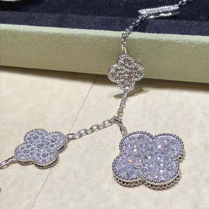 [Aurelle Style]CLOVER 6 MOTIFS SILVER DIAMOND BRACELET