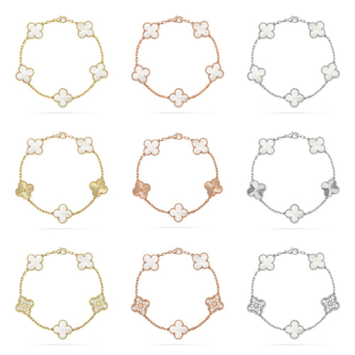 [Aurelle Style]CLOVER WHITE PEARL MOP 5 MOTIF BRACELET COLLECTION