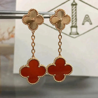 [Aurelle Style]CLOVER 2 MOTIF  LASER CARNELIAN EARRINGS
