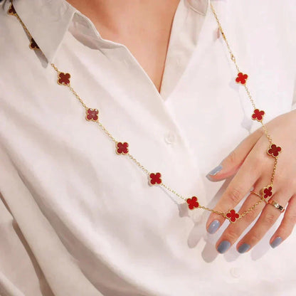 [Aurelle Style]CLOVER 20 MOTIFS CARNELIAN NECKLACE
