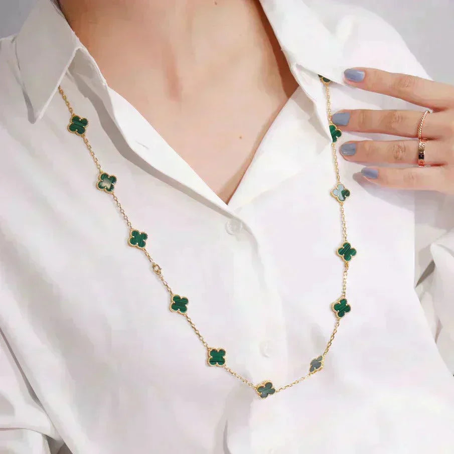 [Aurelle Style]CLOVER 20 MOTIFS MALACHITE GOLD