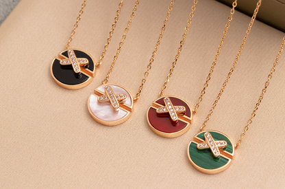 [Aurelle Style]JEUX DE PINK GOLD DIAMOND NECKLACE