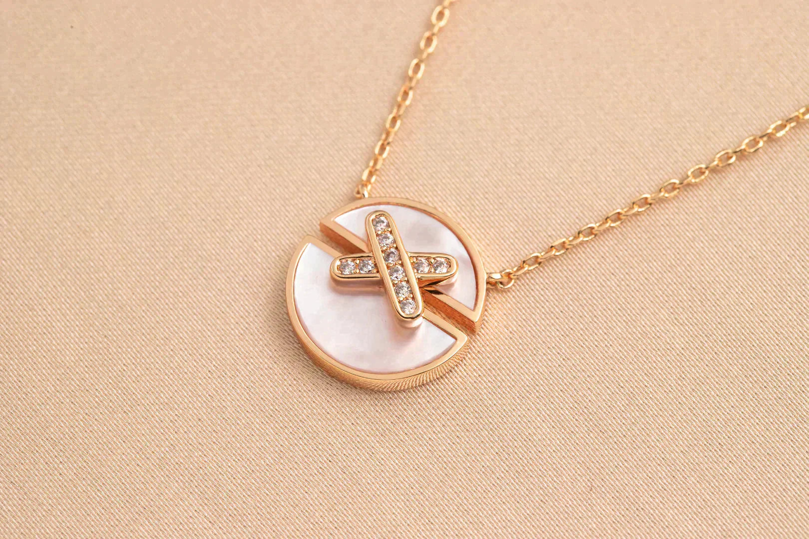 [Aurelle Style]JEUX DE ROSE GOLD DIAMOND NECKLACE