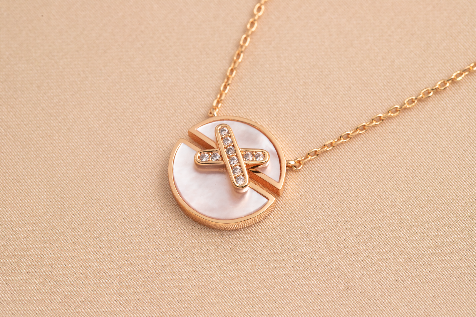 [Aurelle Style]JEUX DE PINK GOLD DIAMOND NECKLACE