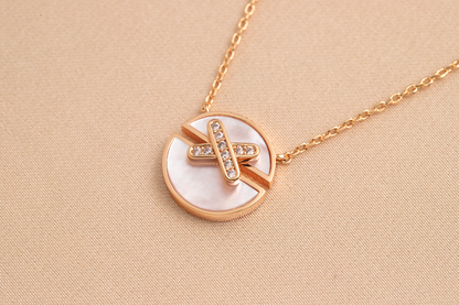 [Aurelle Style]JEUX DE PINK GOLD DIAMOND NECKLACE